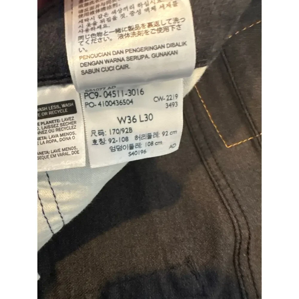 Levi's 511 Slim Fit Jeans Men's 36x30 Black Stretch Denim Regular Tapered Defect